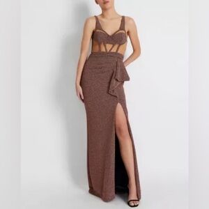 PatBo Sleeveless Lurex Bustier Maxi Dress